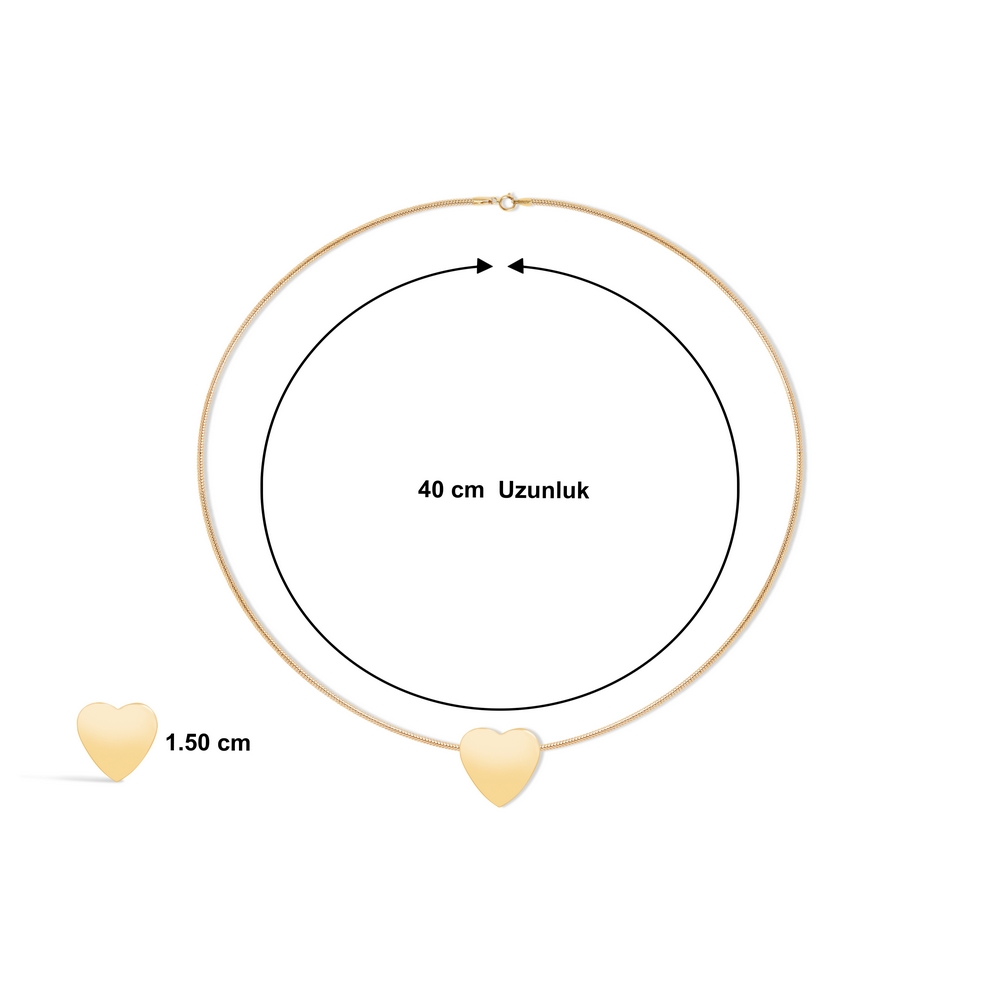 14 Ayar Sarı Altın Kalp Figürlü Kolye