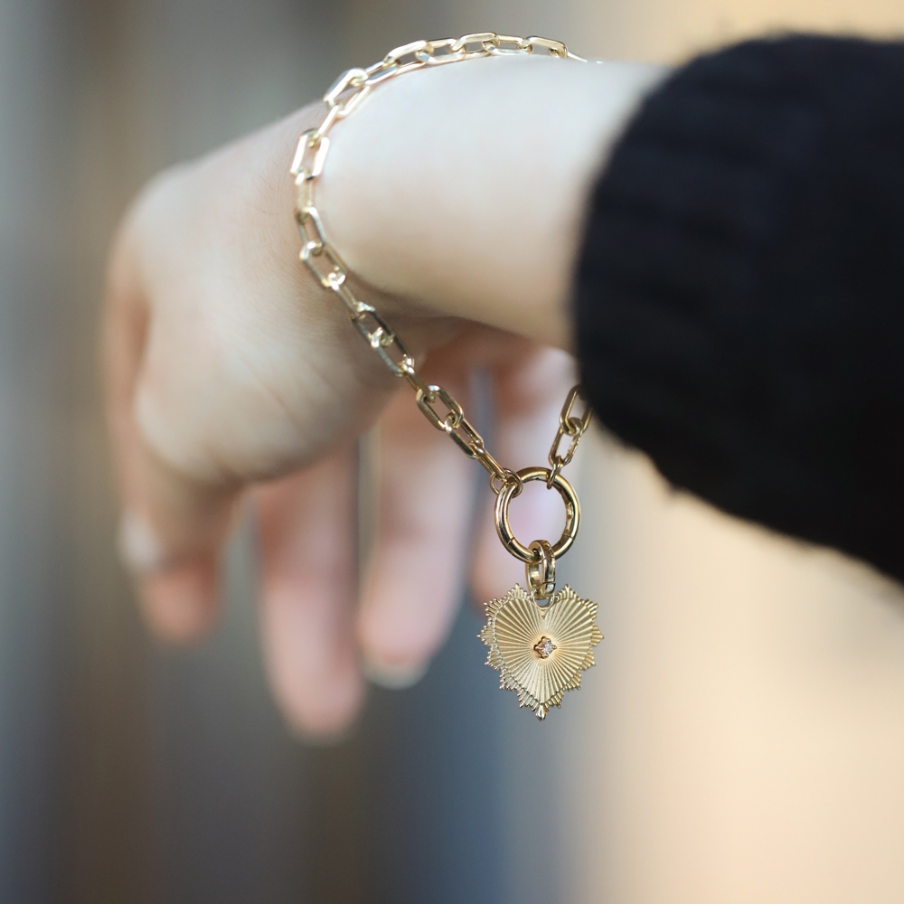 14 Ayar Sarı Altın Kalp Charm