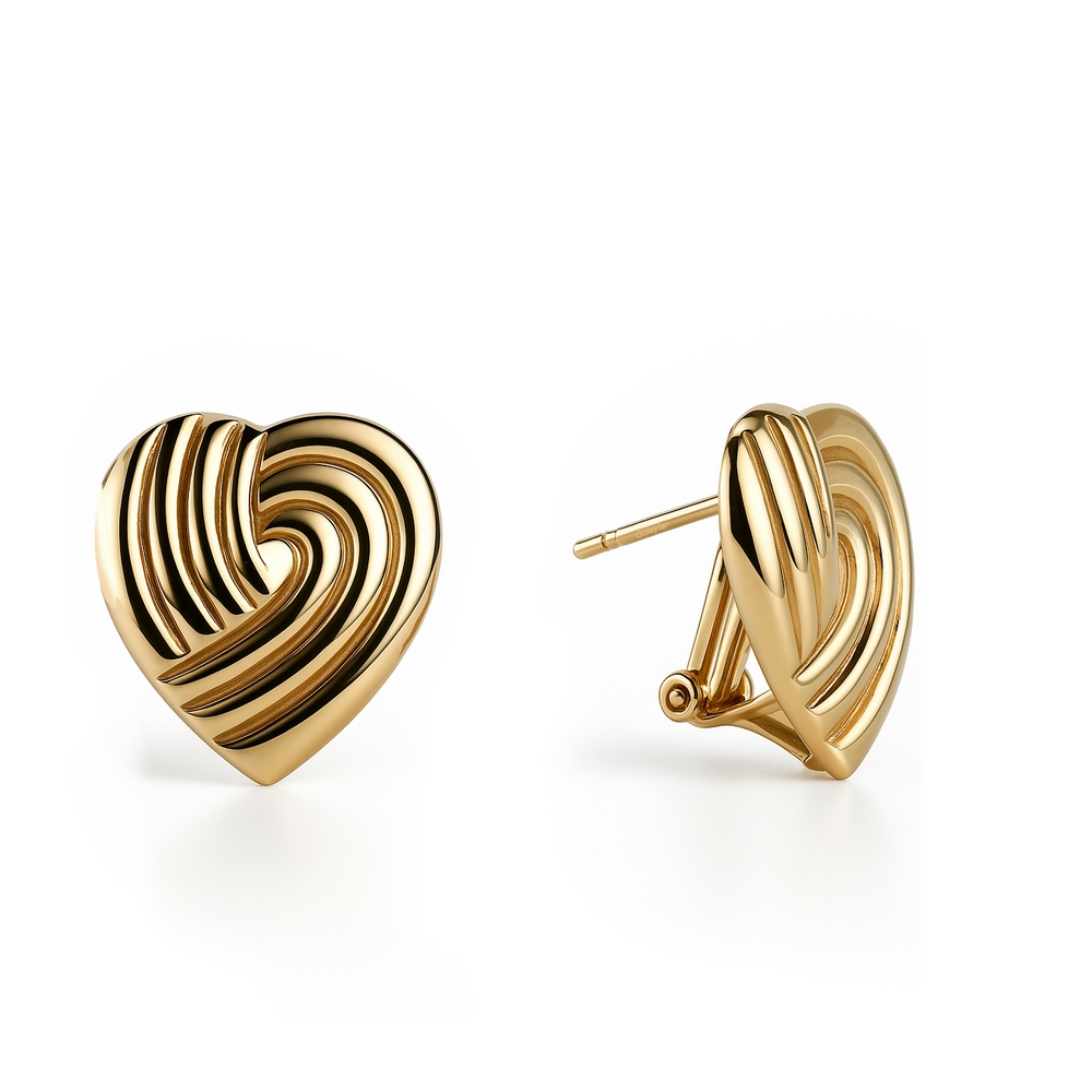 14 Ayar Sarı Altın Kalp Figürlü Küpe