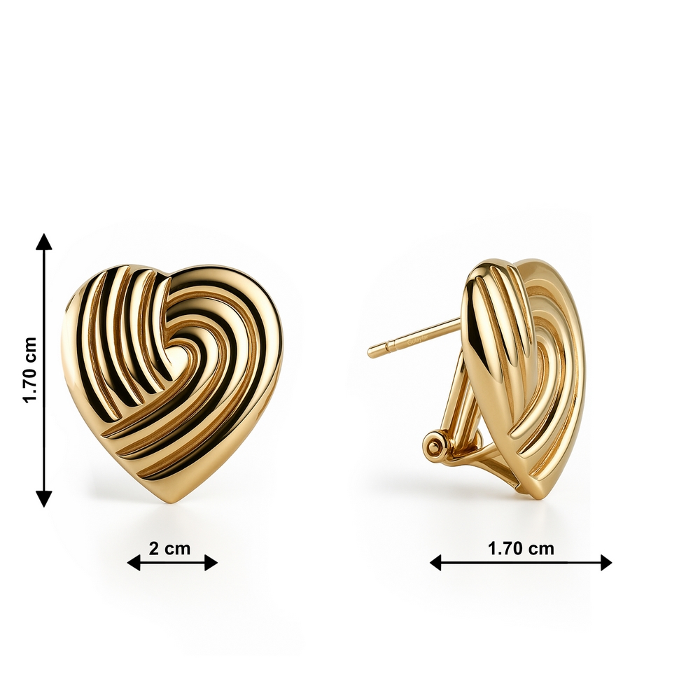 14 Ayar Sarı Altın Kalp Figürlü Küpe