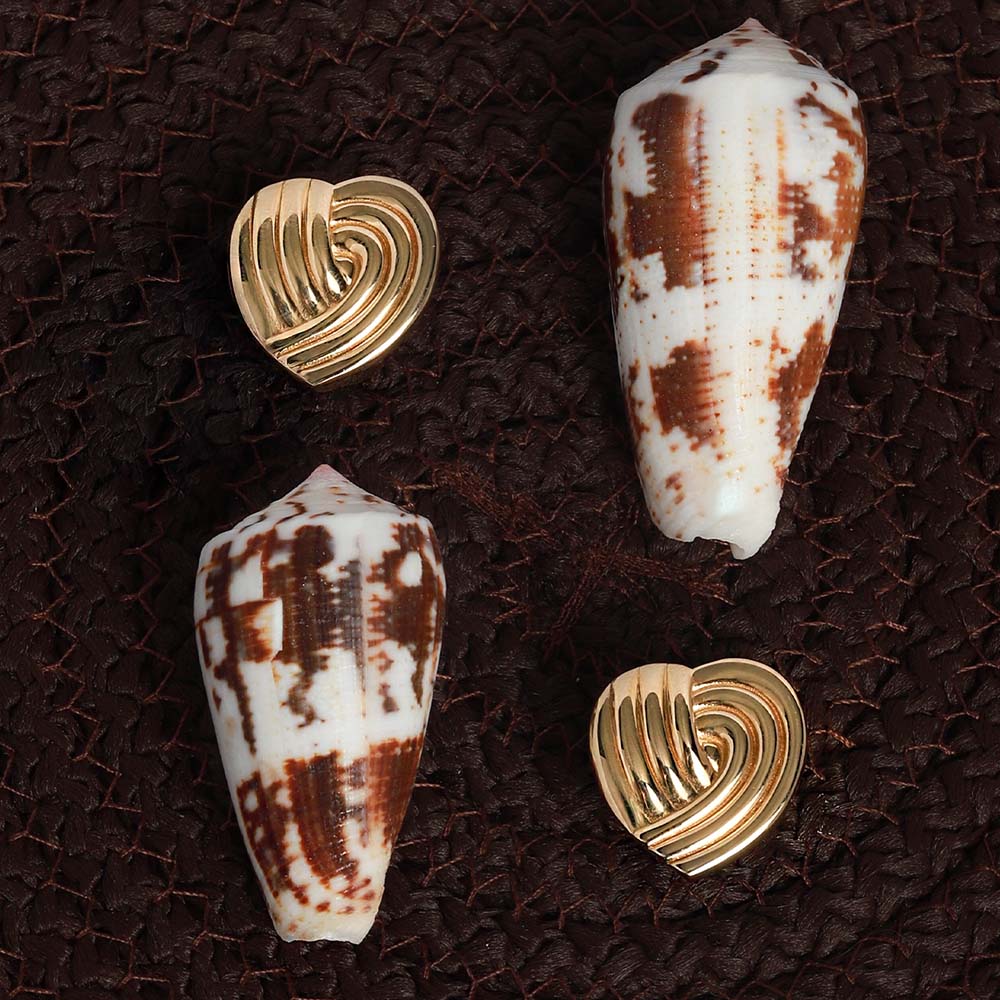 14 Ayar Sarı Altın Kalp Figürlü Küpe