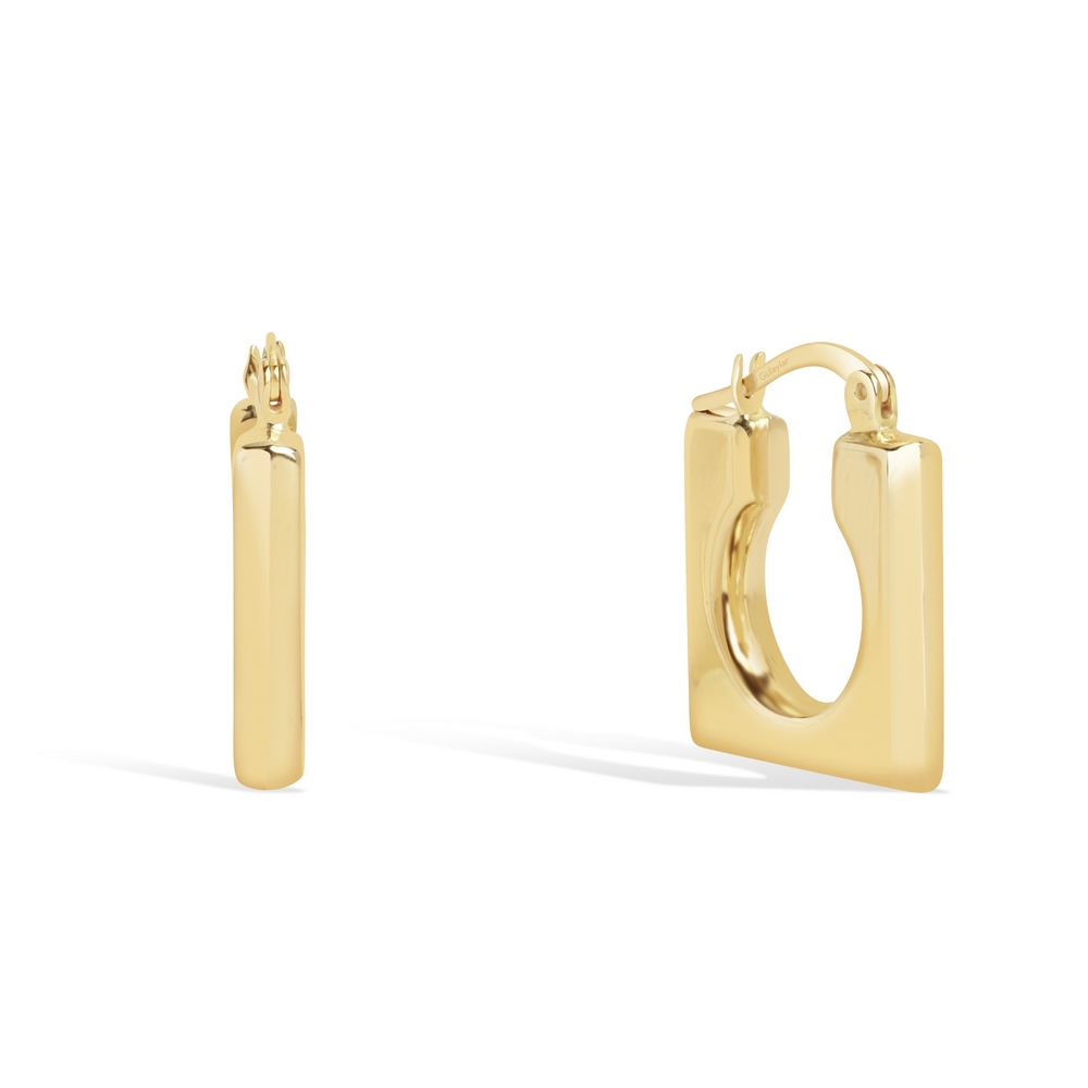 14 Ayar Sarı Altın Kare Halka Küpe