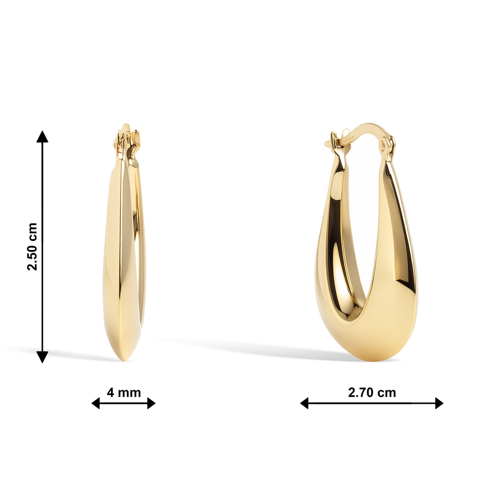 14 Ayar Sarı Altın Kare Halka Küpe