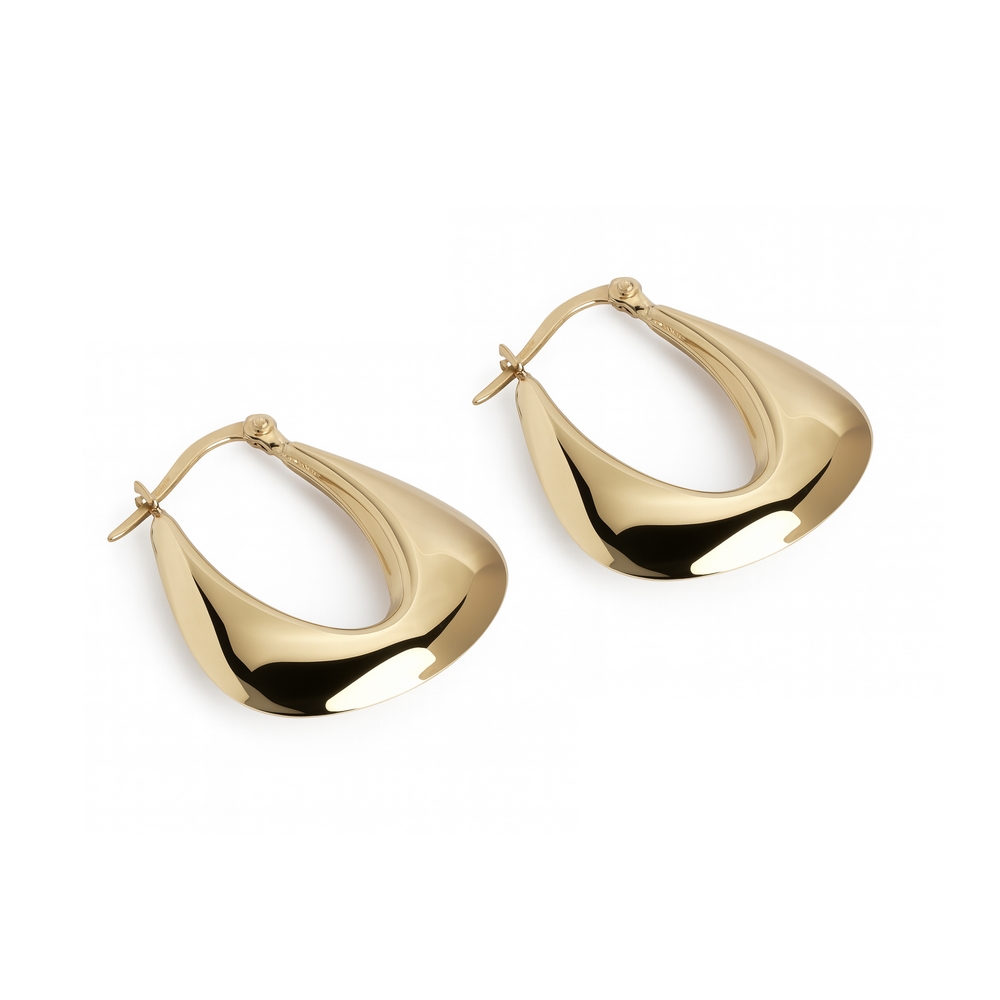 14 Ayar Sarı Altın Kare Halka Küpe