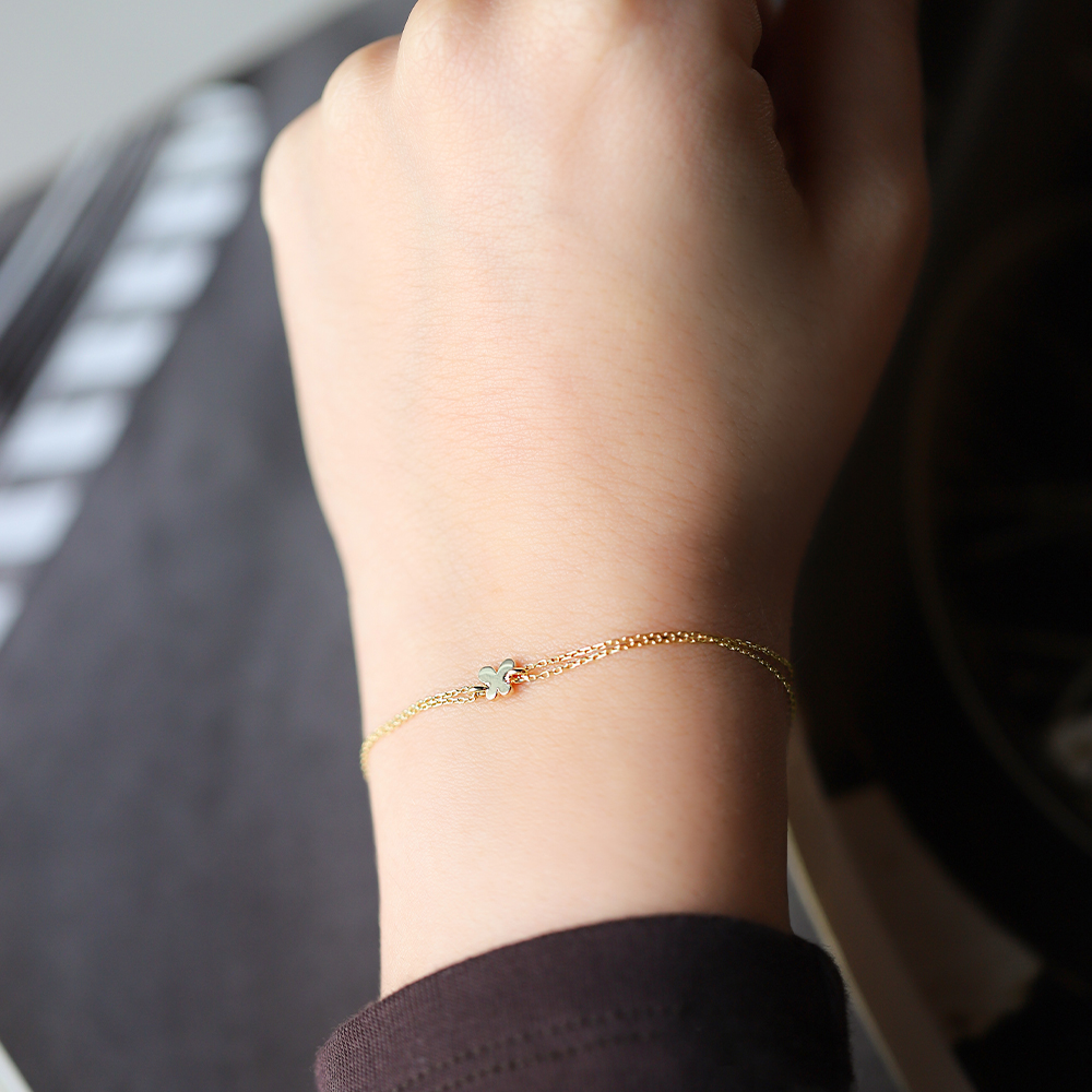 14 Ayar Sarı Altın Kelebek Minimal Bileklik