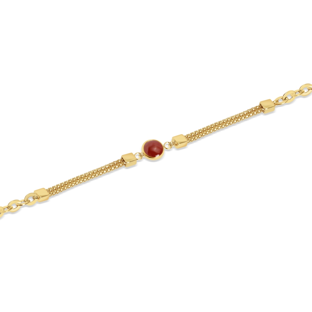 14 Ayar Sarı Altın Kırmızı Opal Taşlı Bileklik