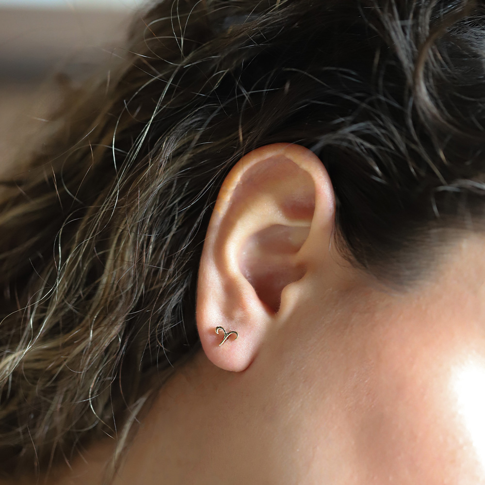 14 Ayar Sarı Altın Koç Burç Küpe