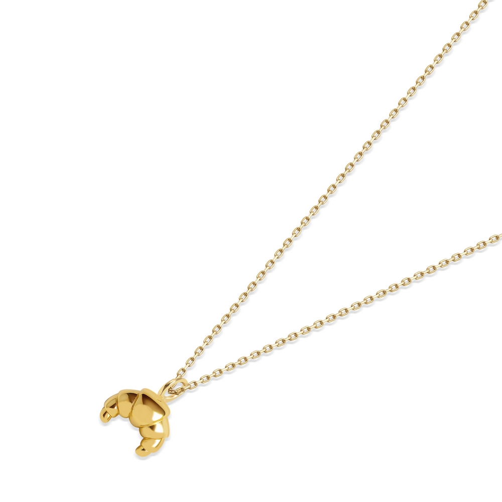 14 Ayar Sarı Altın Kruvasan Minimal Kolye