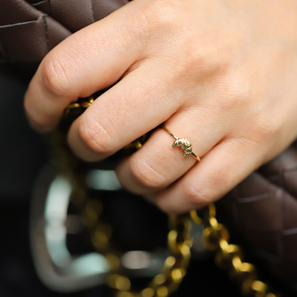 14 Ayar Sarı Altın Kruvasan Minimal Yüzük