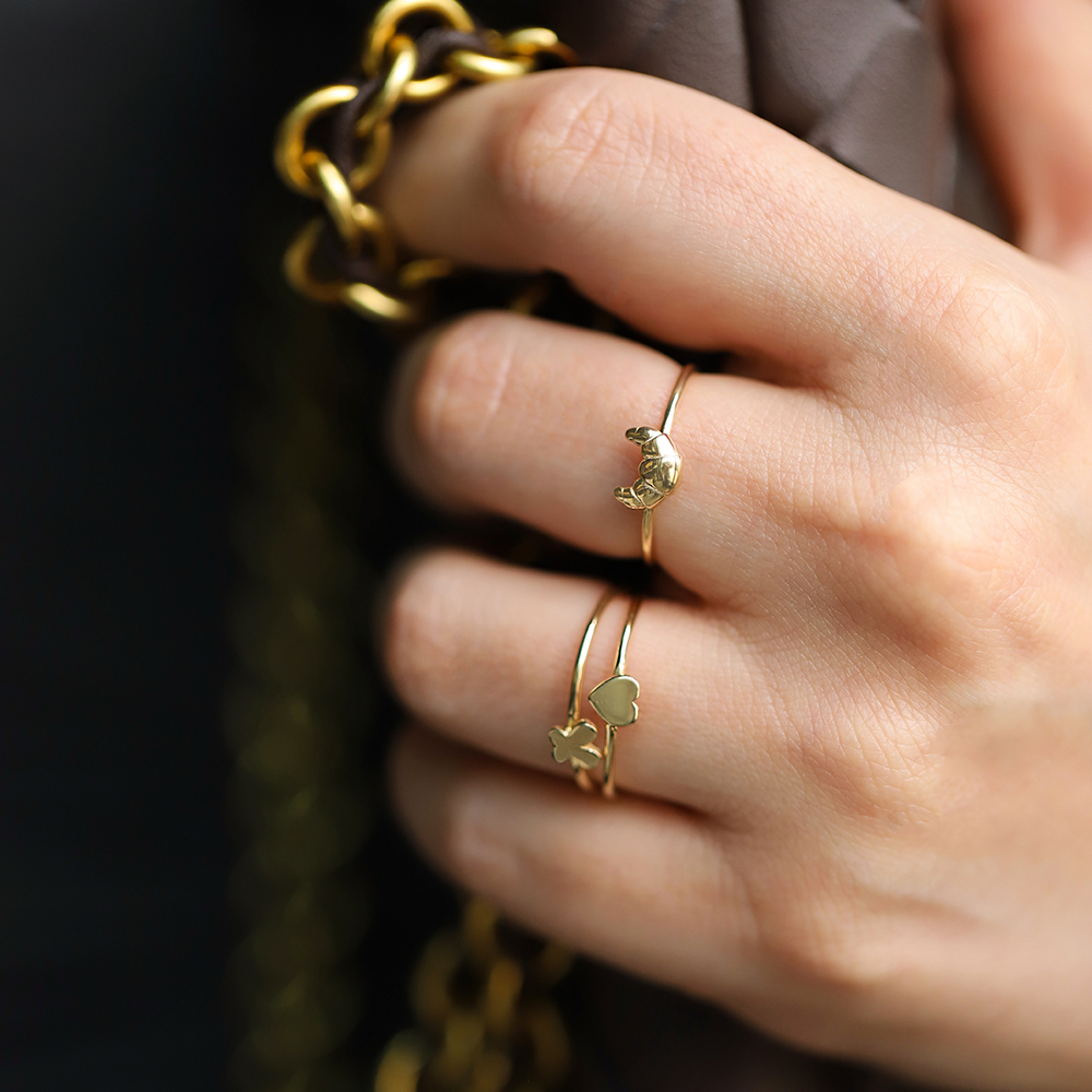 14 Ayar Sarı Altın Kruvasan Minimal Yüzük