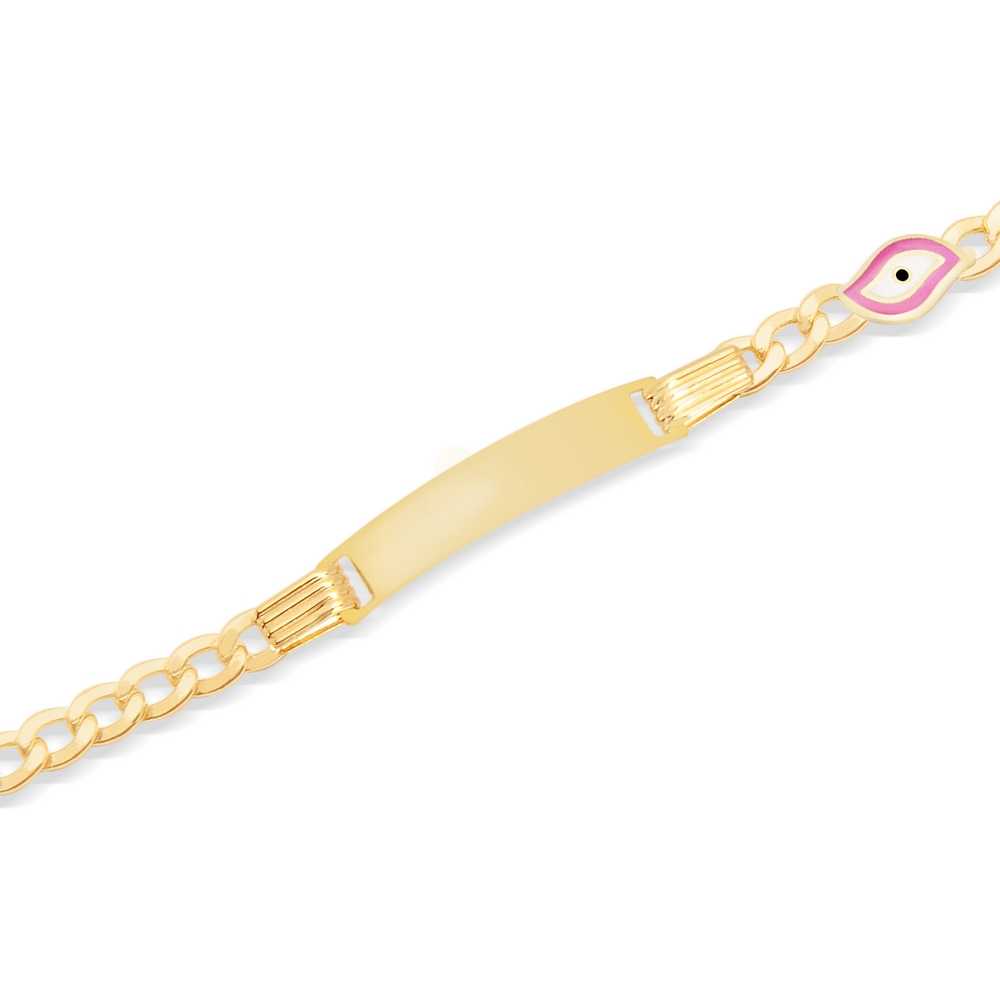 14 Ayar Sarı Altın Nazar Boncuklu Künye Bileklik