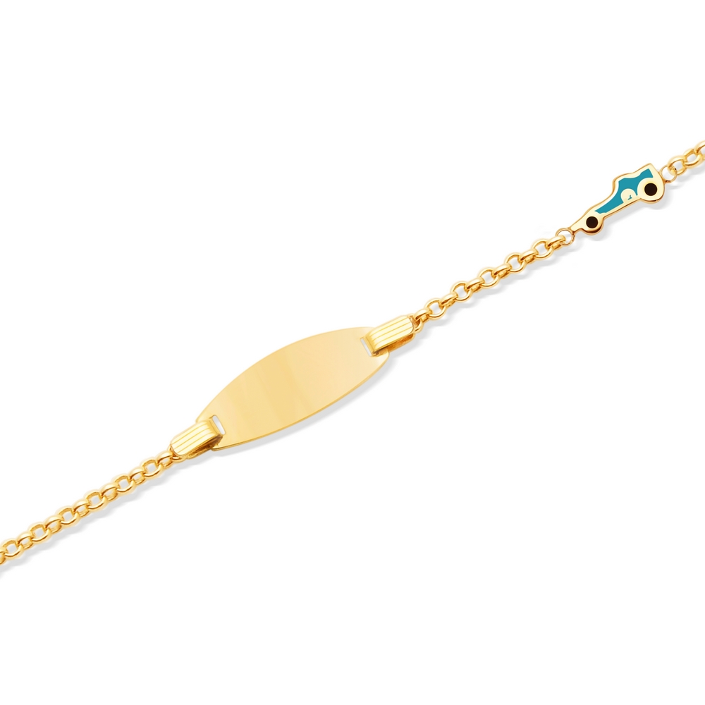 14 Ayar Sarı Altın Künye Bileklik