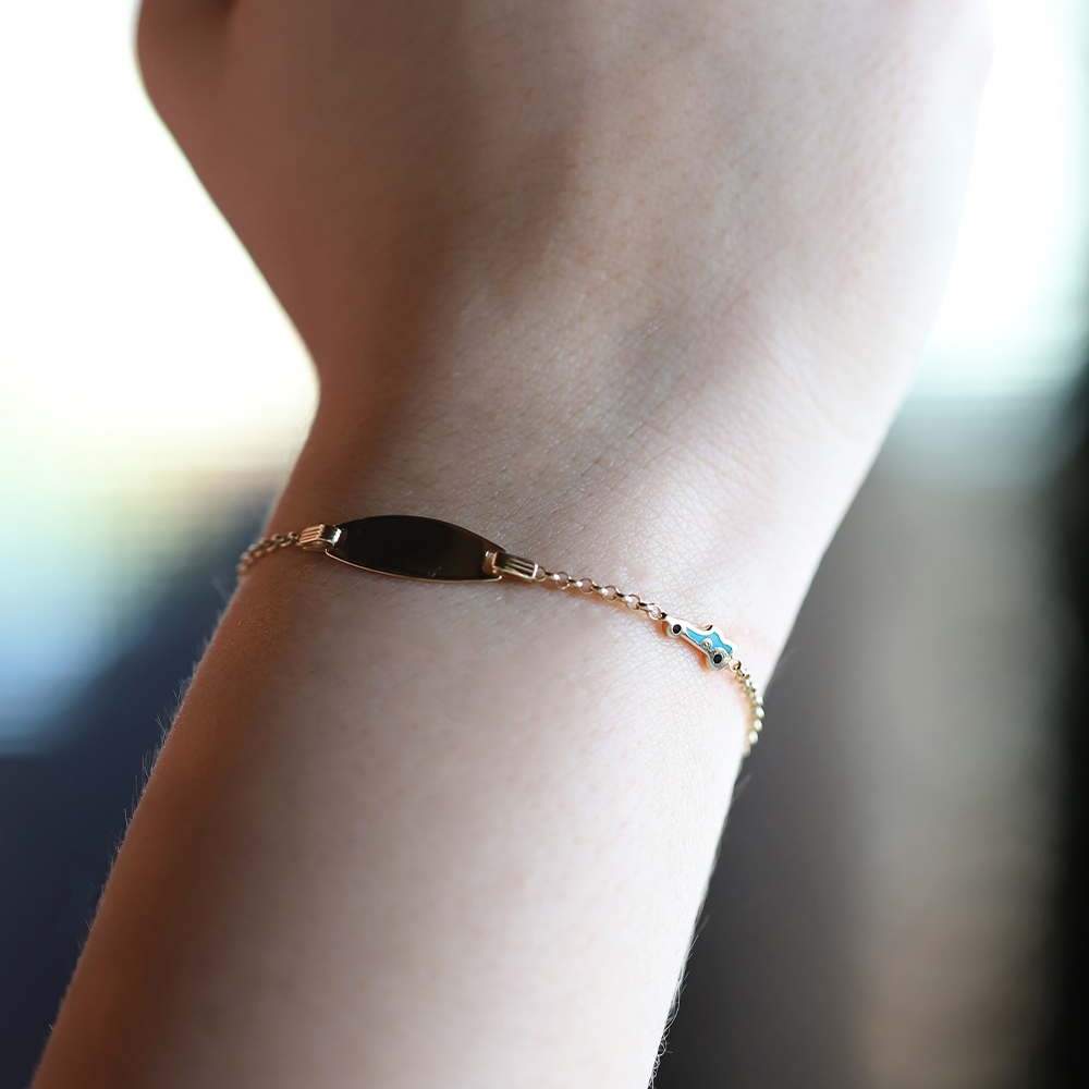 14 Ayar Sarı Altın Künye Bileklik