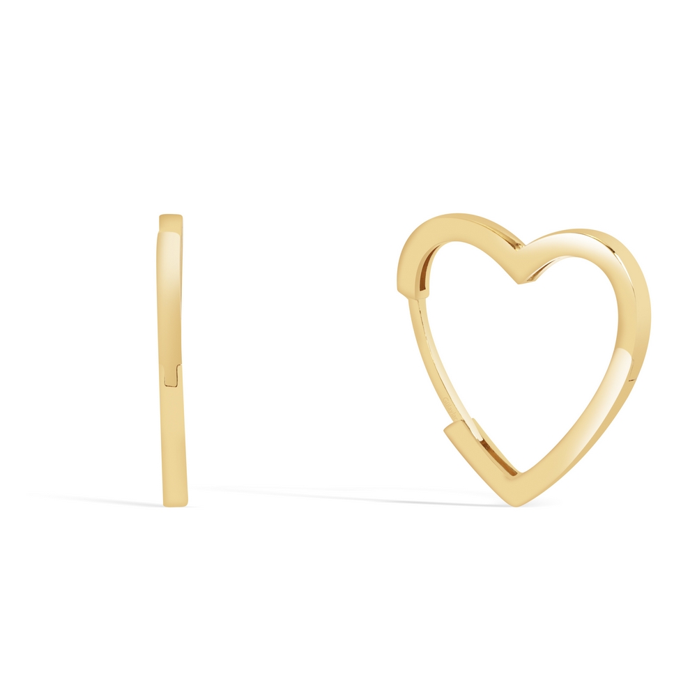 14 Ayar Sarı Altın Kalp Küpe