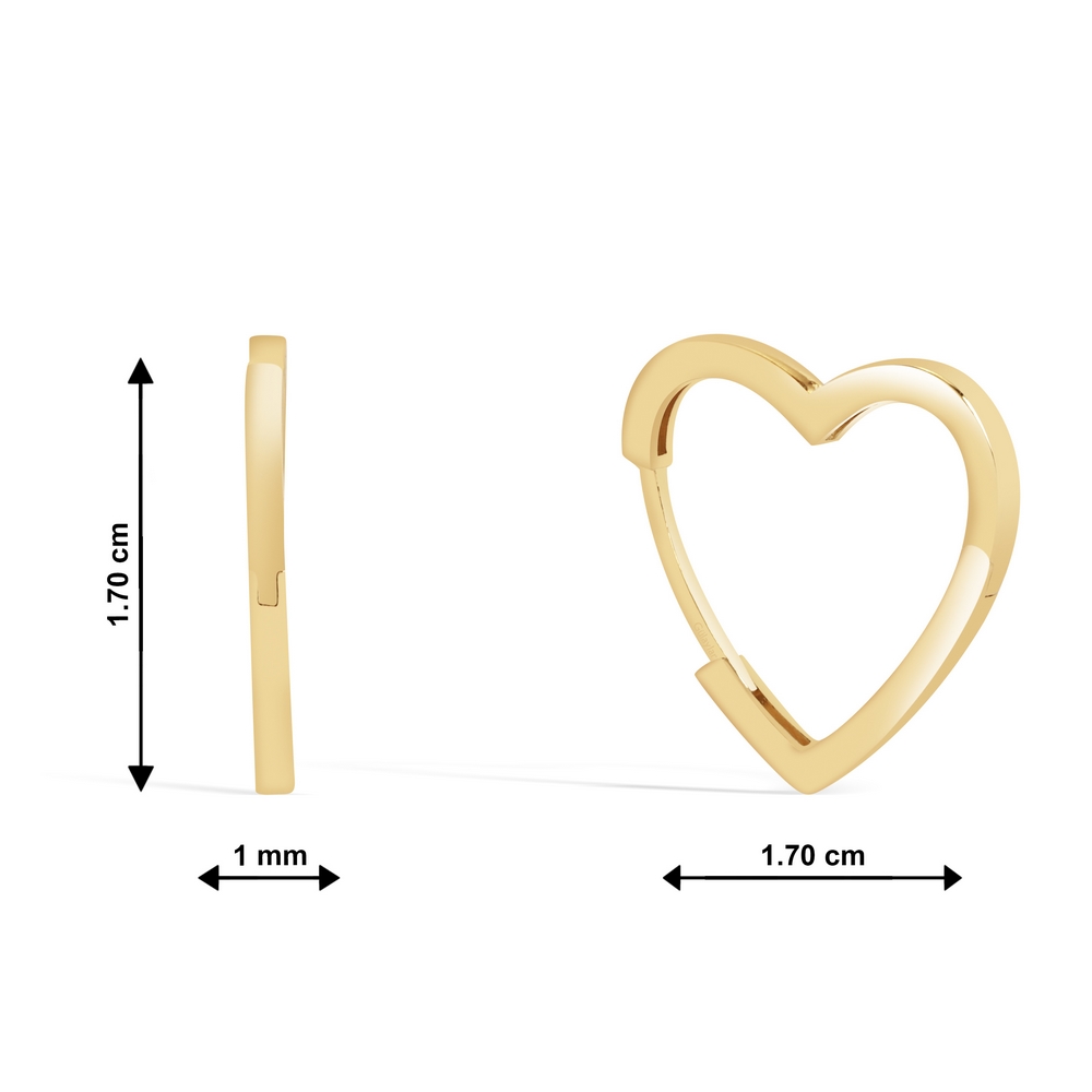 14 Ayar Sarı Altın Kalp Küpe