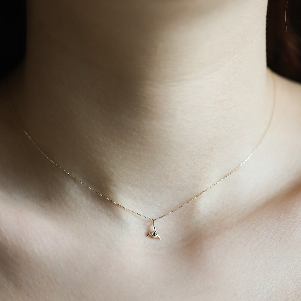14 Ayar Sarı Altın Minimal Kuş Kolye