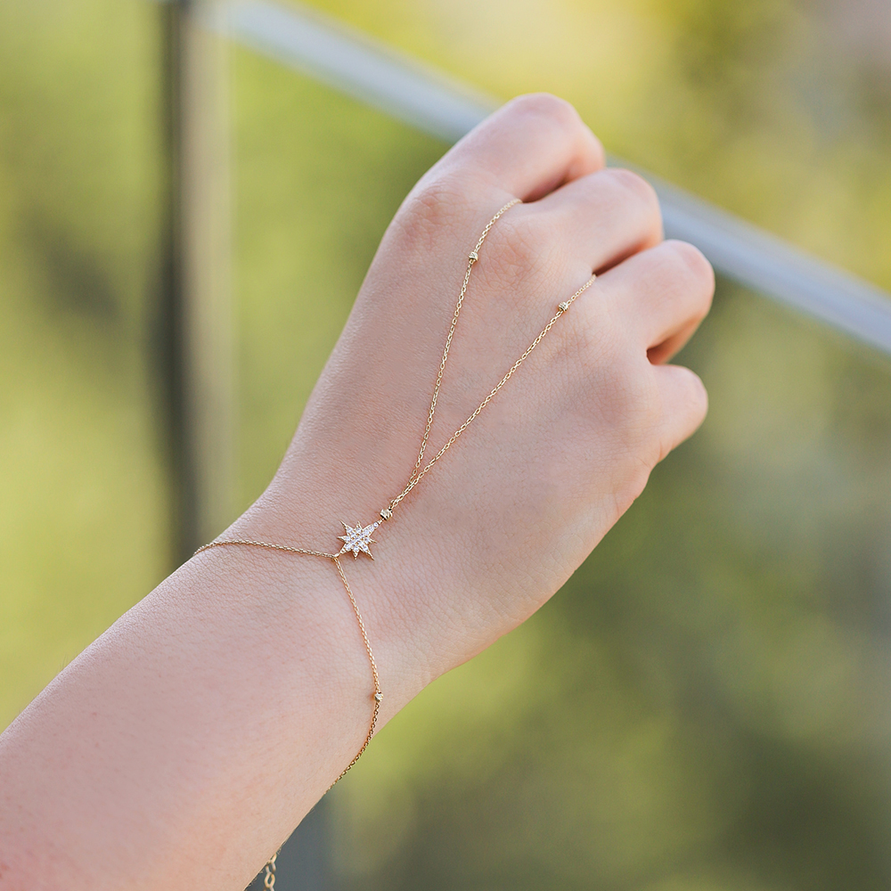 14 Ayar Sarı Altın Kutup Yıldızı Figürlü Şahmeran