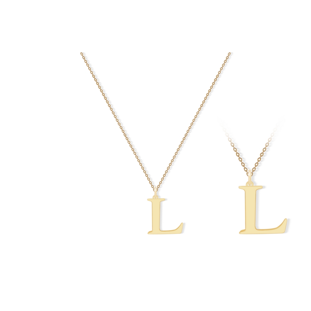 14 Ayar Sarı Altın L Harf Kolye