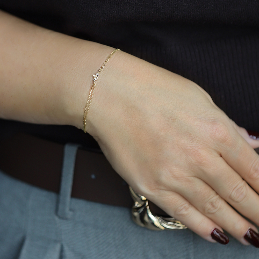 14 Ayar Sarı Altın Lotus Minimal Bileklik