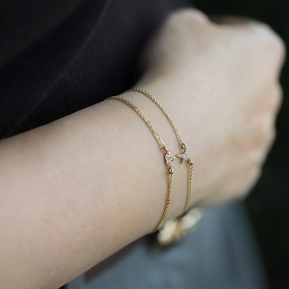 14 Ayar Sarı Altın Lotus Minimal Bileklik