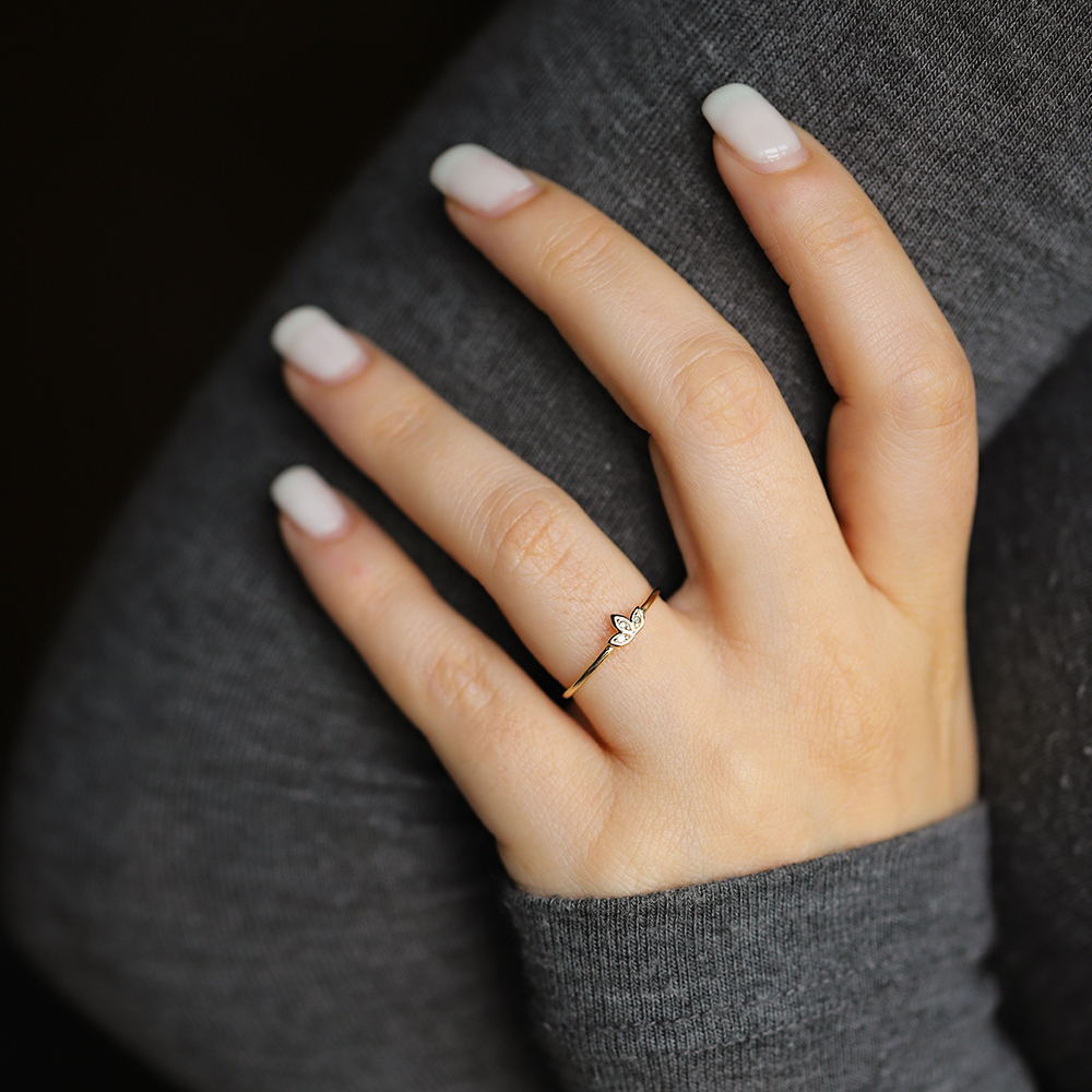 14 Ayar Sarı Altın Lotus Minimal Yüzük