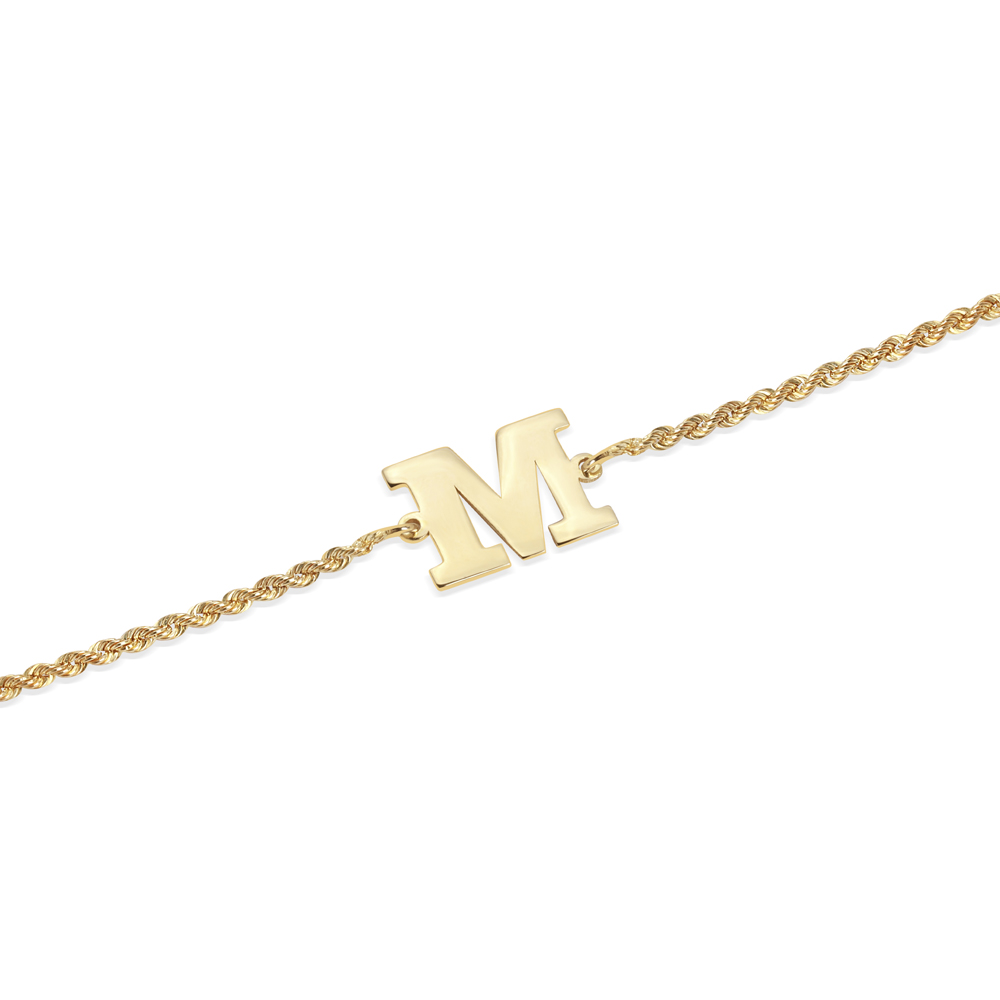 14 Ayar Sarı Altın Kişiye Özel Harf Bileklik