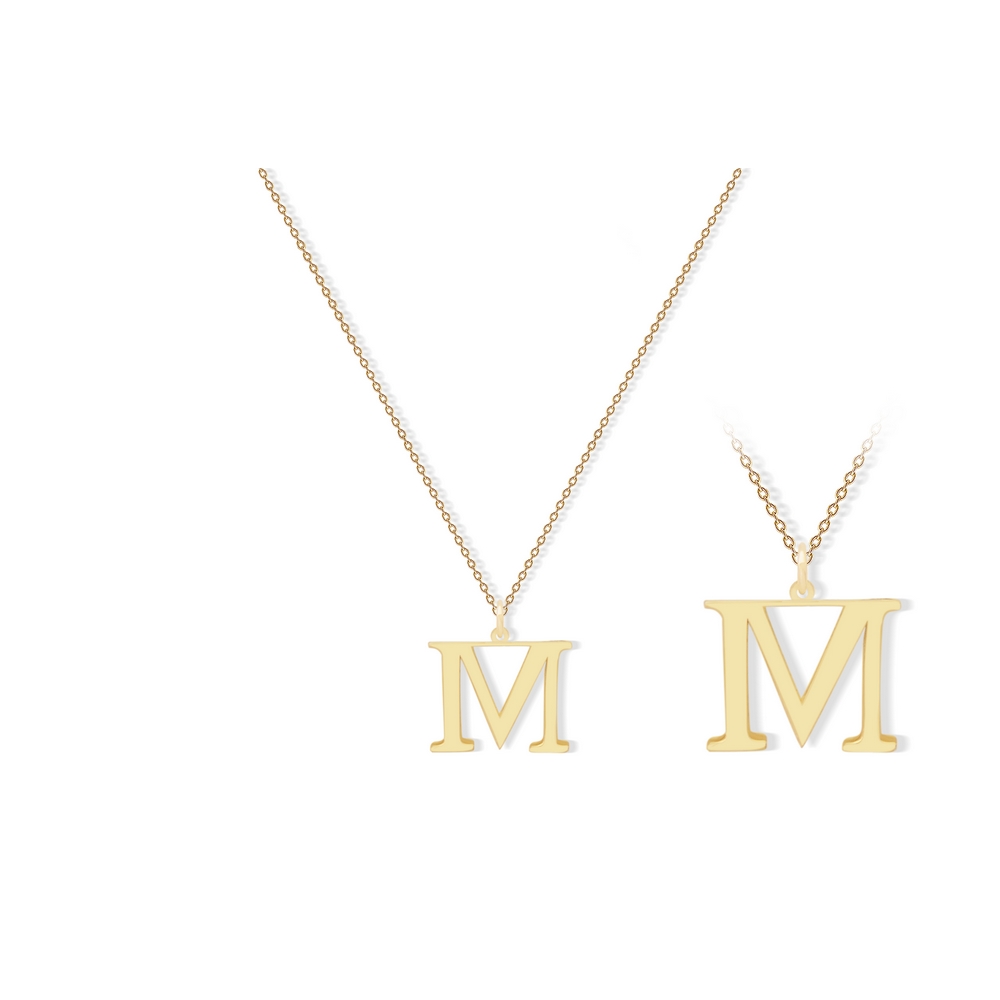 14 Ayar Sarı Altın M Harf Kolye