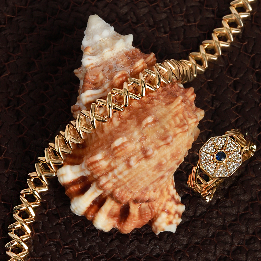 14 Ayar Sarı Altın Mavi Taşlı Yüzük