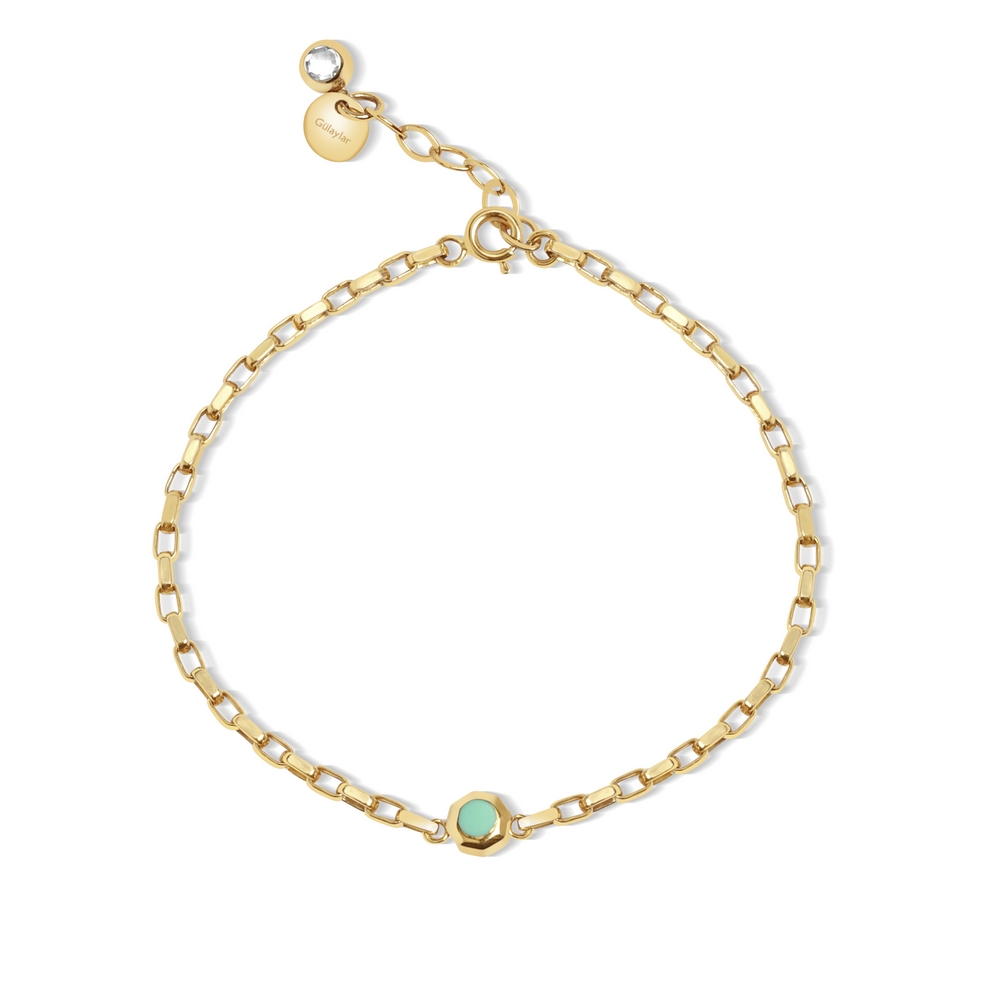 14 Ayar Sarı Altın Mineli Çift Taraflı Bileklik