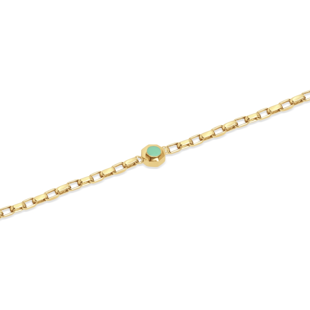 14 Ayar Sarı Altın Mineli Çift Taraflı Bileklik