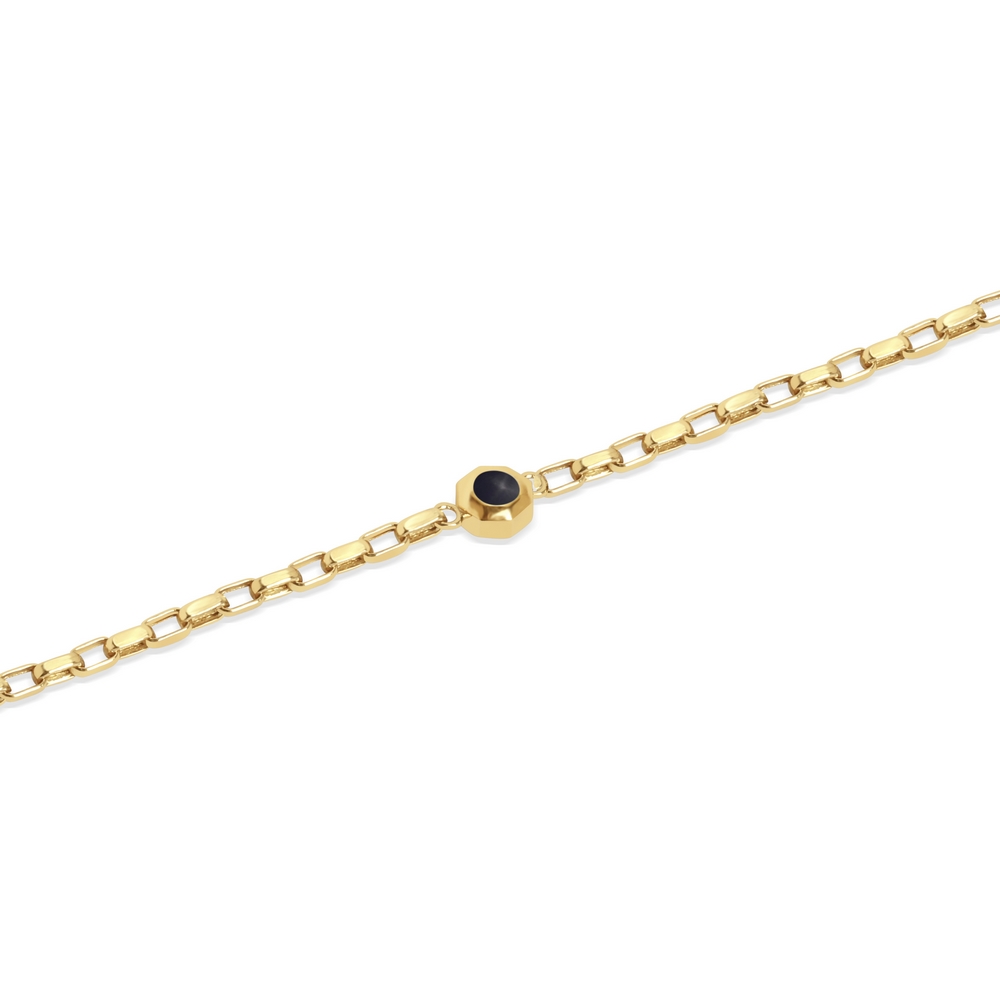 14 Ayar Sarı Altın Mineli Çift Taraflı Bileklik