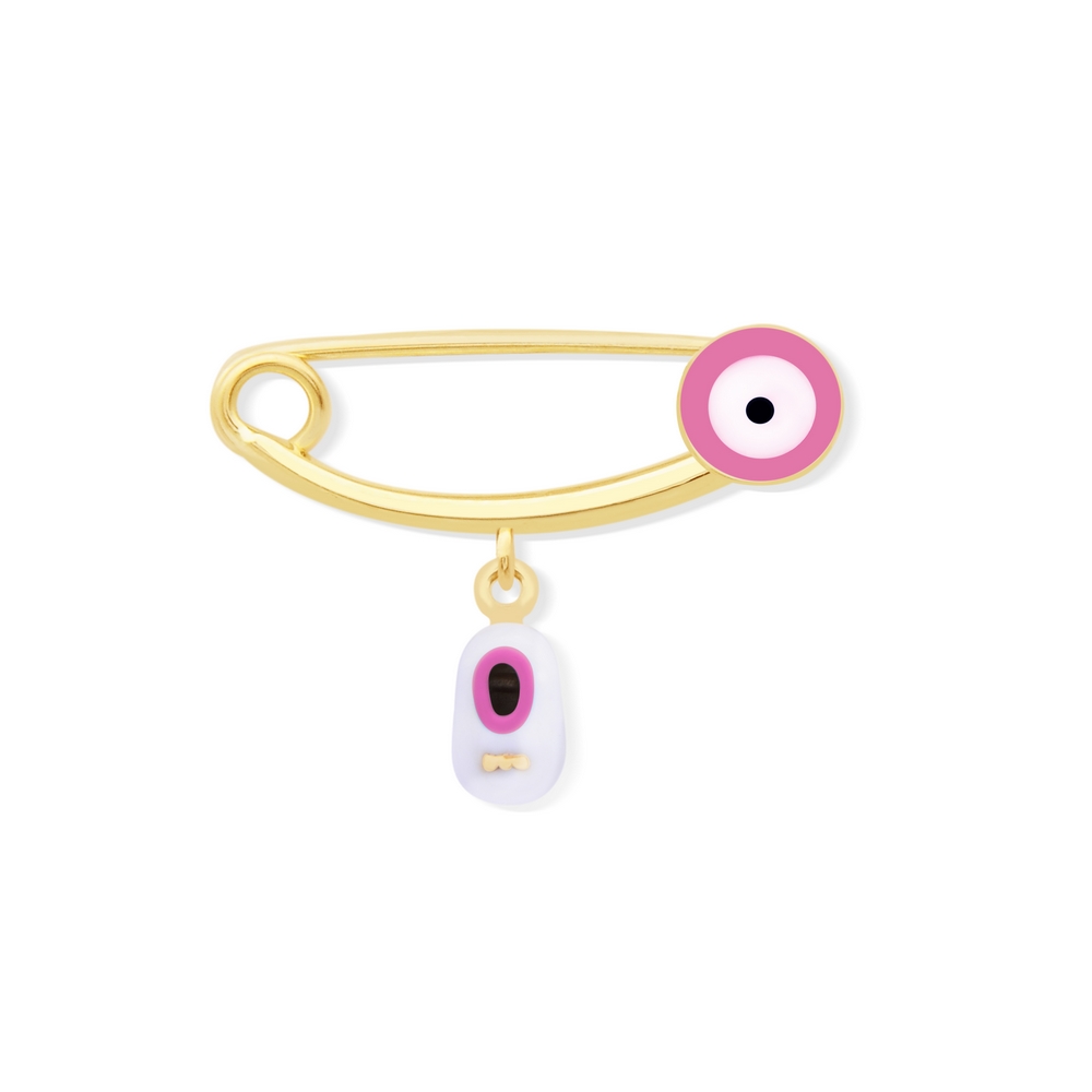 14 Ayar Sarı Altın Pembe Mineli İğne