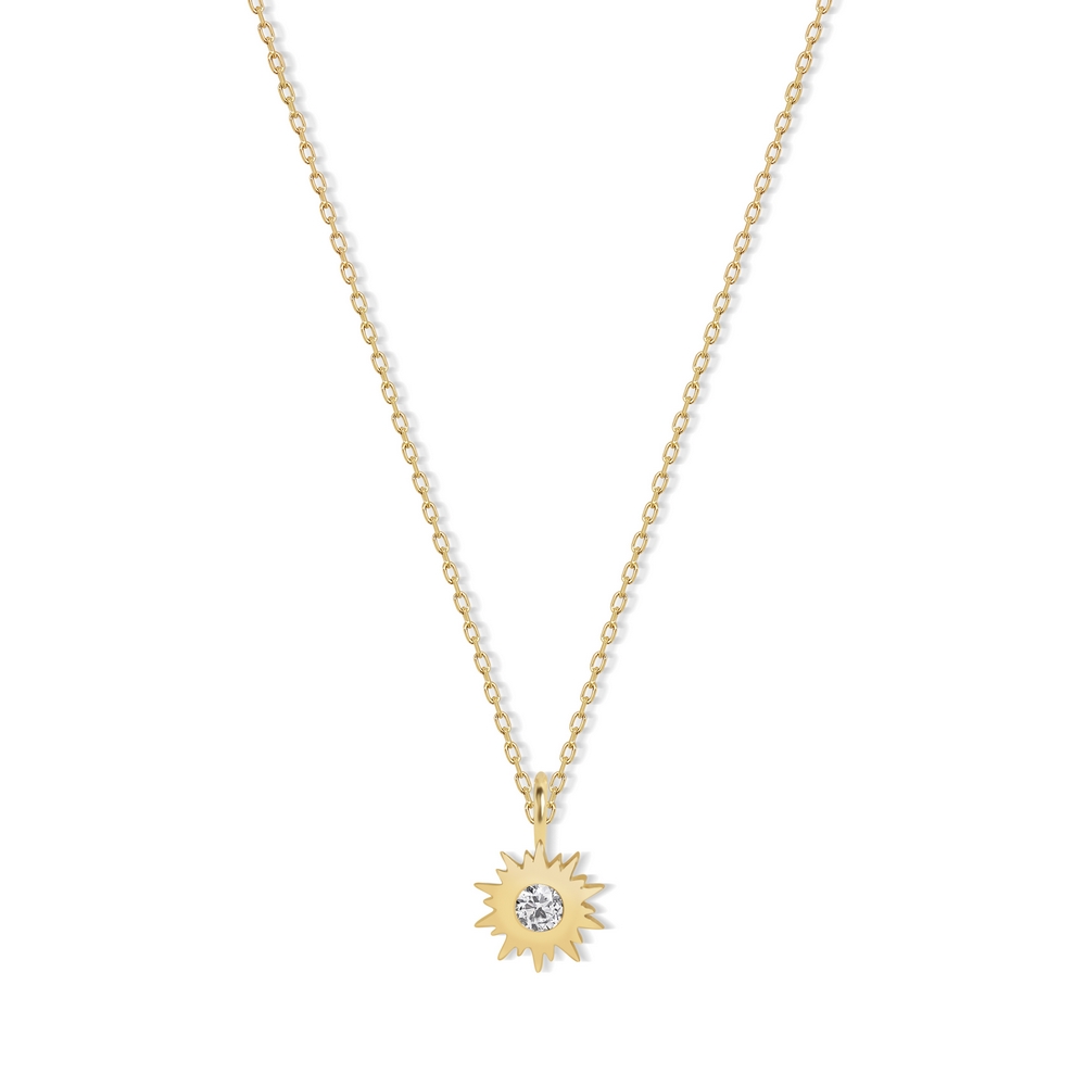 14 Ayar Sarı Altın Minimal Güneş Kolye