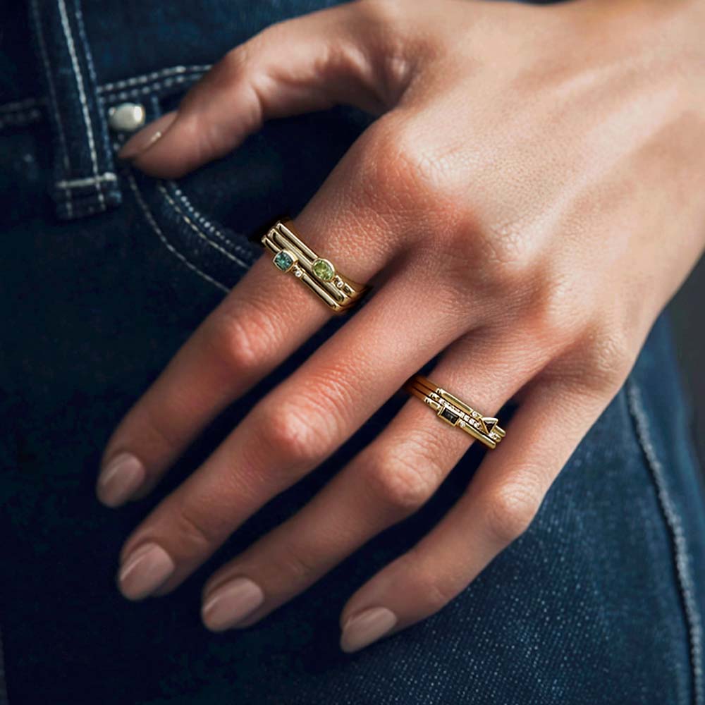 14 Ayar Sarı Altın Minimal Puzzle Yüzük