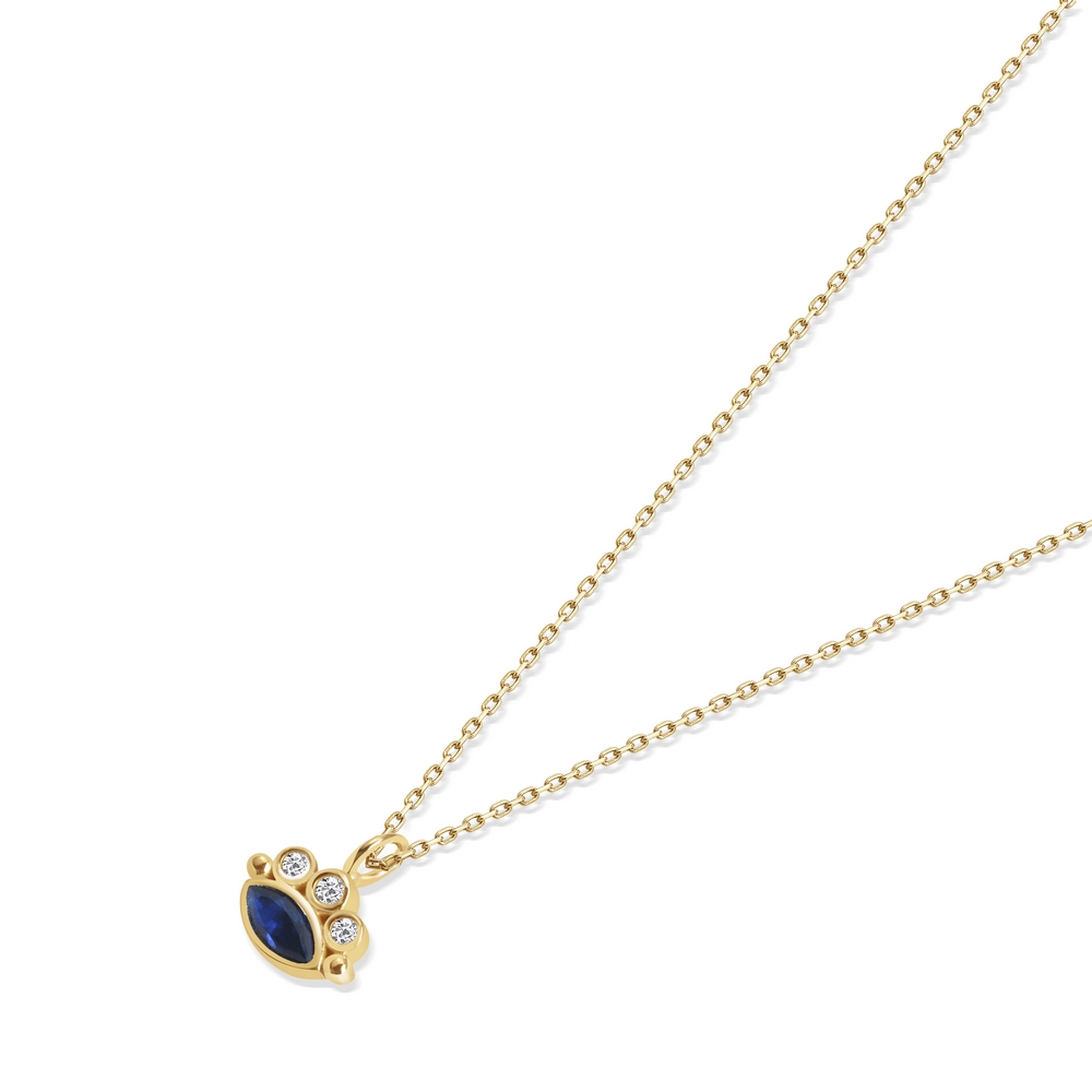 14 Ayar Sarı Altın Minimal Taşlı Göz Kolye