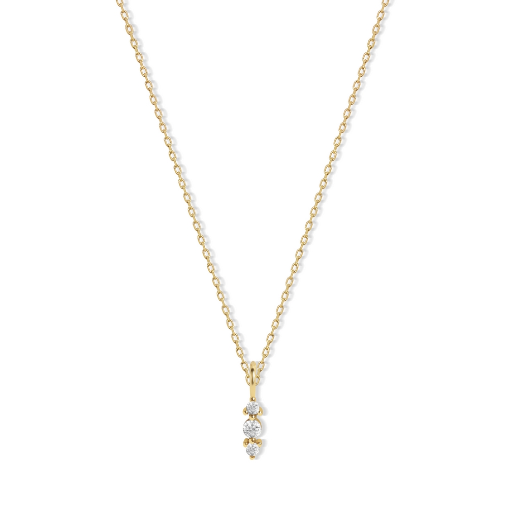 14 Ayar Sarı Altın Minimal Taşlı Kolye