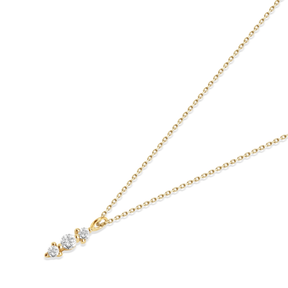 14 Ayar Sarı Altın Minimal Taşlı Kolye