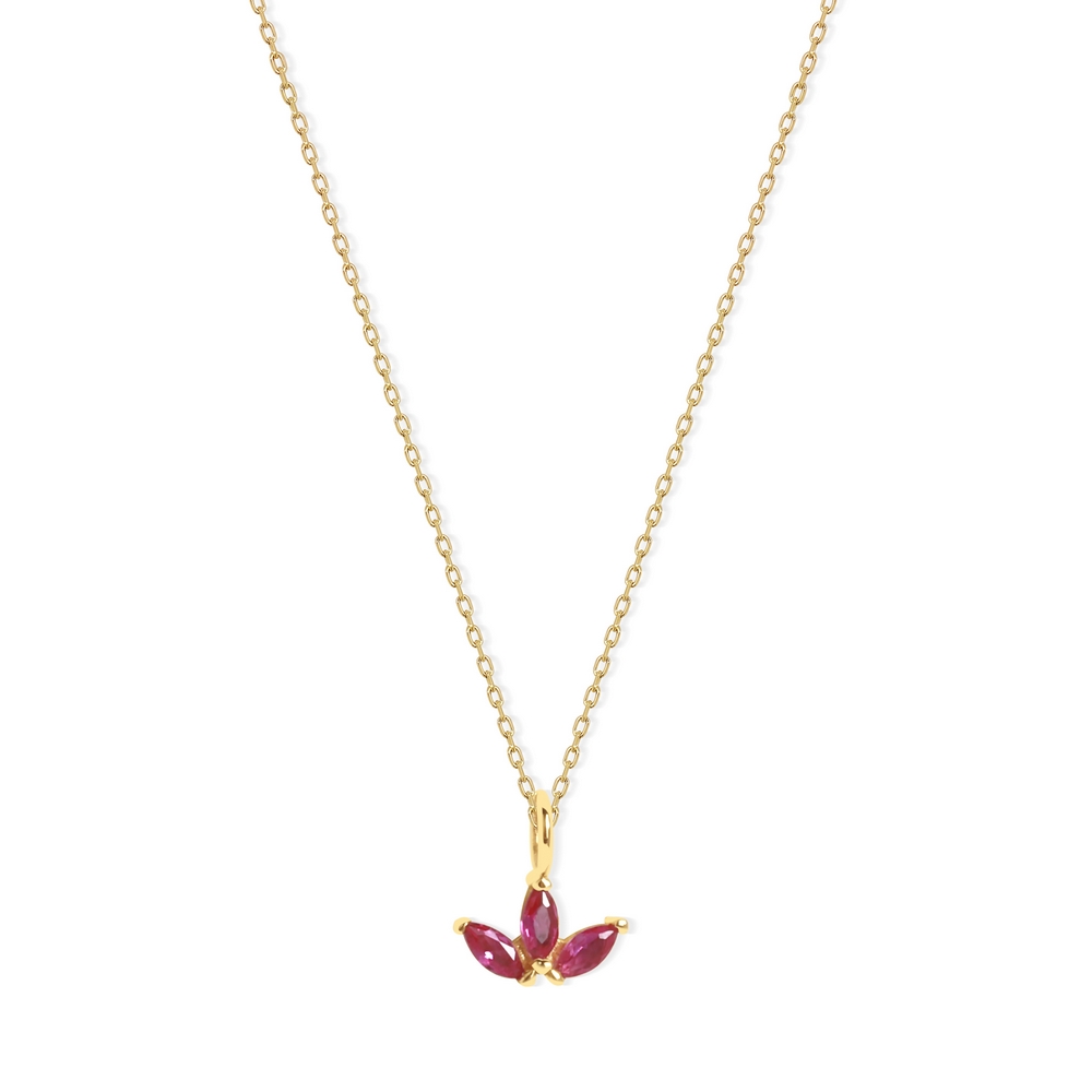 14 Ayar Sarı Altın Minimal Taşlı Lotus Kolye