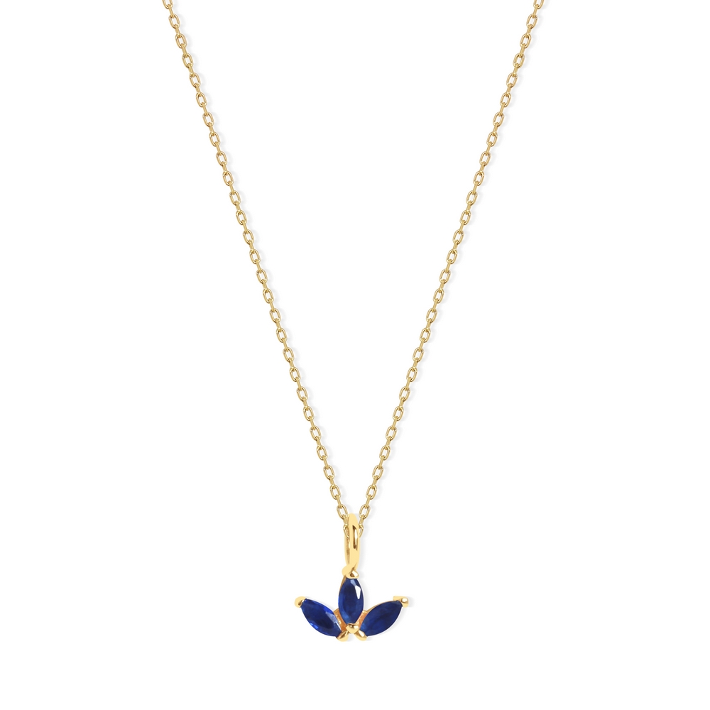 14 Ayar Sarı Altın Minimal Taşlı Lotus Kolye