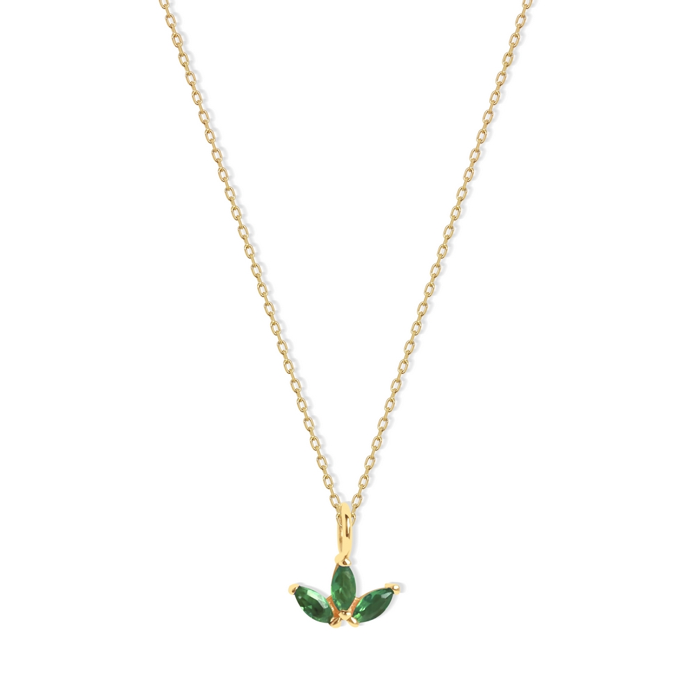 14 Ayar Sarı Altın Minimal Taşlı Lotus Kolye