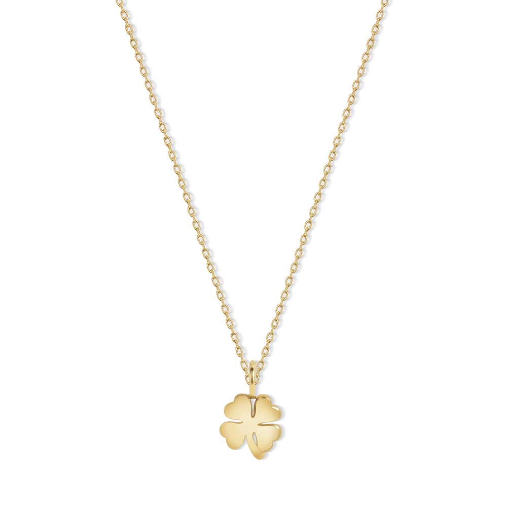 14 Ayar Sarı Altın Minimal Yonca Kolye