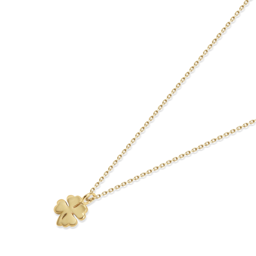 14 Ayar Sarı Altın Minimal Yonca Kolye