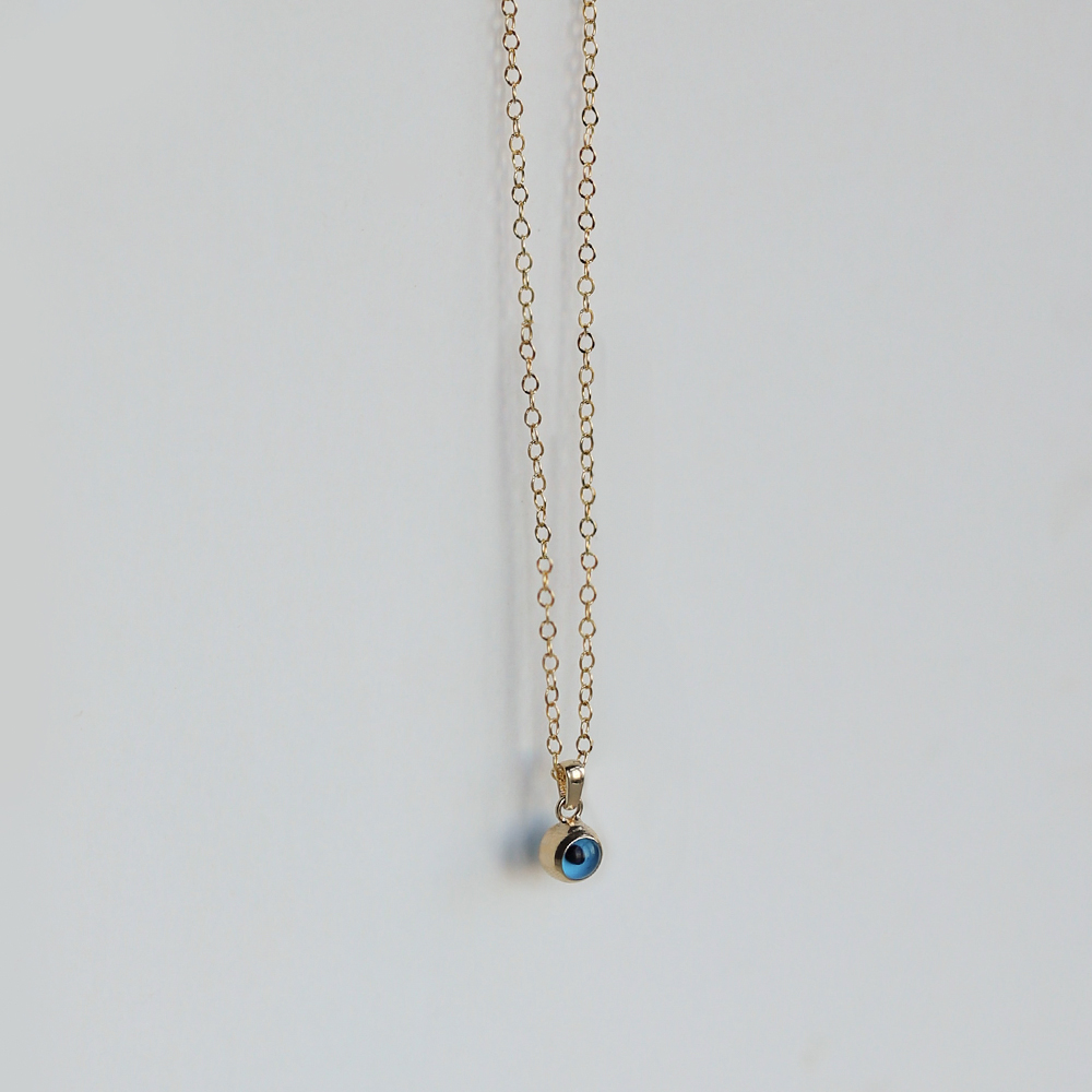 14 Ayar Sarı Altın Nazar Boncuğu Kolye