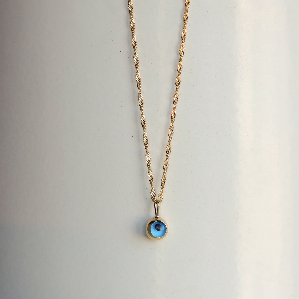 14 Ayar Sarı Altın Nazar Boncuğu Kolye