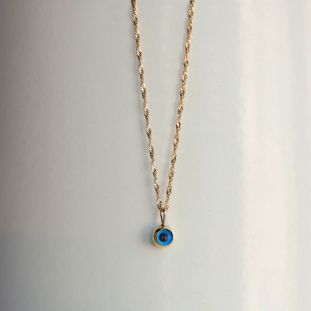 14 Ayar Sarı Altın Nazar Boncuğu Kolye