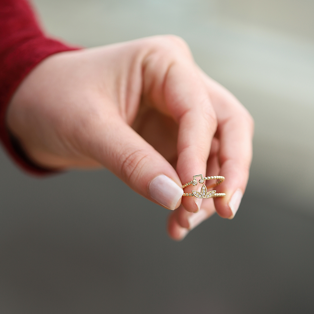 14 Ayar Sarı Altın Nota Minimal Yüzük