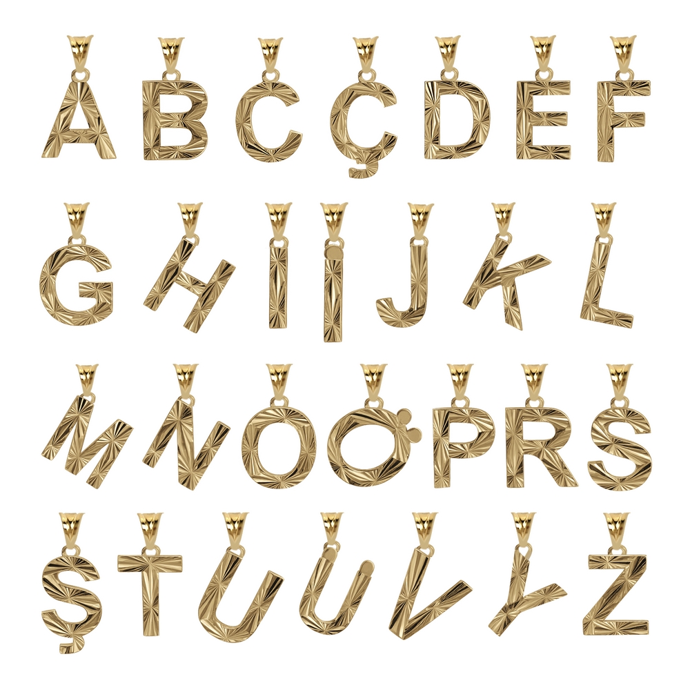 14 Ayar Sarı Altın P Harf Kolye Ucu