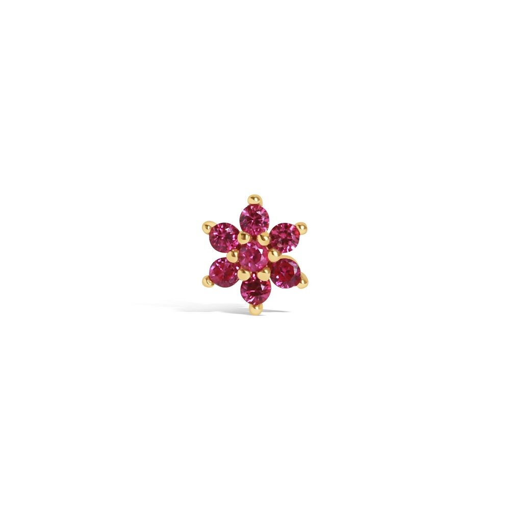 14 Ayar Sarı Altın Pembe Taşlı Tragus Piercing