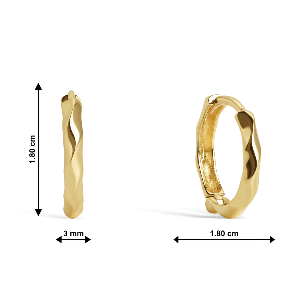 14 Ayar Sarı Altın Prizma Halka Küpe