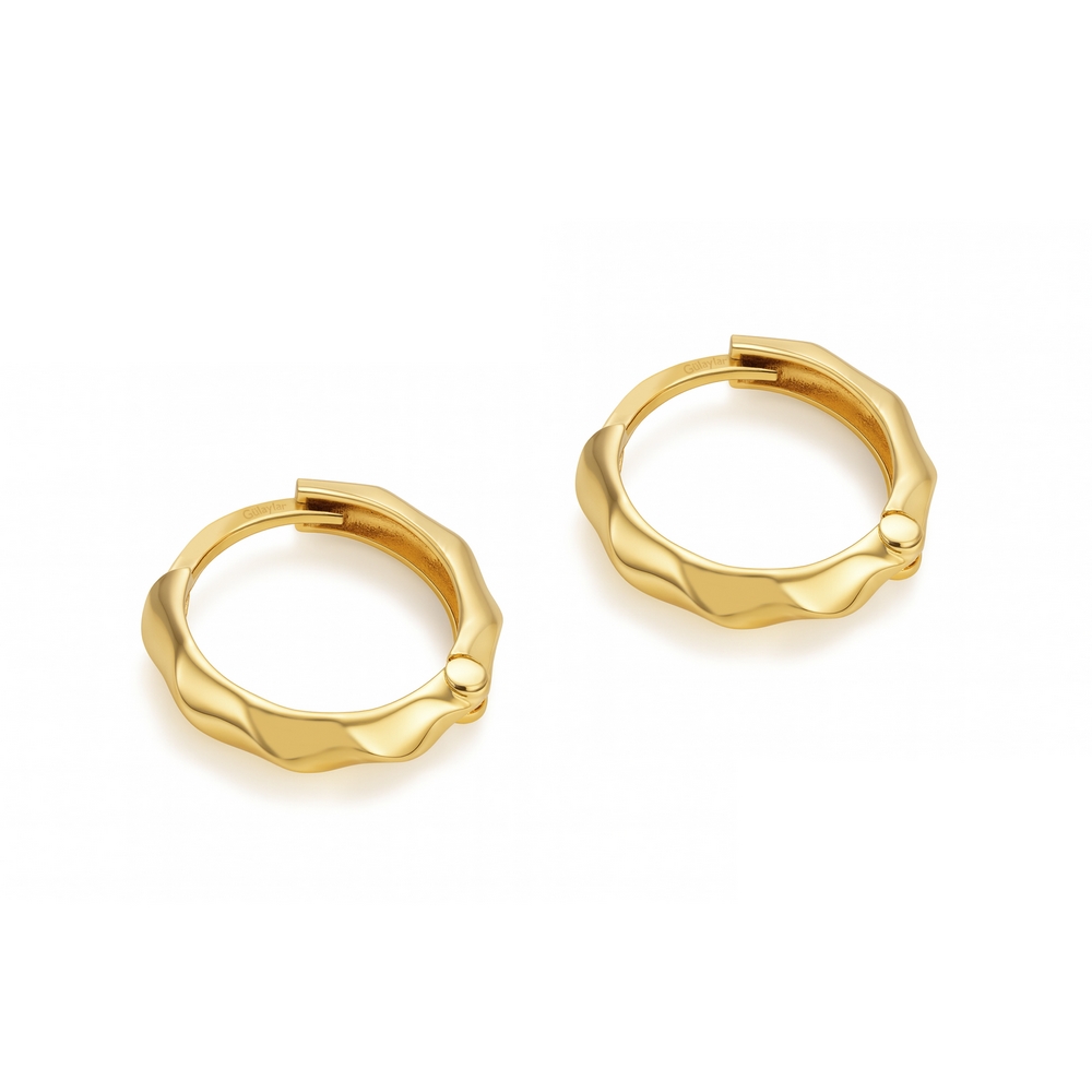 14 Ayar Sarı Altın Prizma Halka Küpe